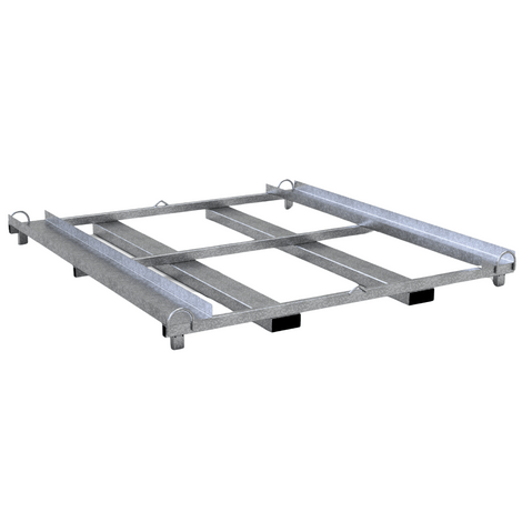 Gegalvaniseerd stalen transportpallet voor 50 dranghekken, 248x110 cm, met reflectie.