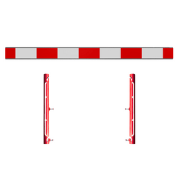 Waarschuwingsbalk voor bouwhekken in wit-rood met bevestigingssteunen