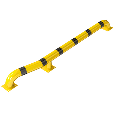 Gele en zwarte Wieldwinger Ø152 mm met knik, op voetplaat, linkse uitvoering.