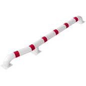 Wieldwinger Ø152 mm, wit-rood gestreept, met knik en voetplaat, linkse uitvoering.