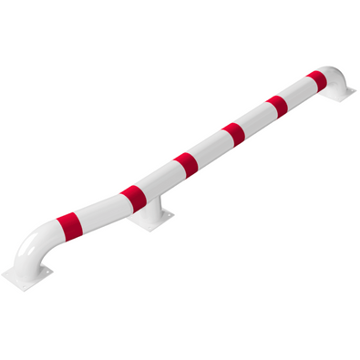 Wieldwinger Ø152 mm, wit-rood gestreept, met knik en voetplaat, linkse uitvoering.