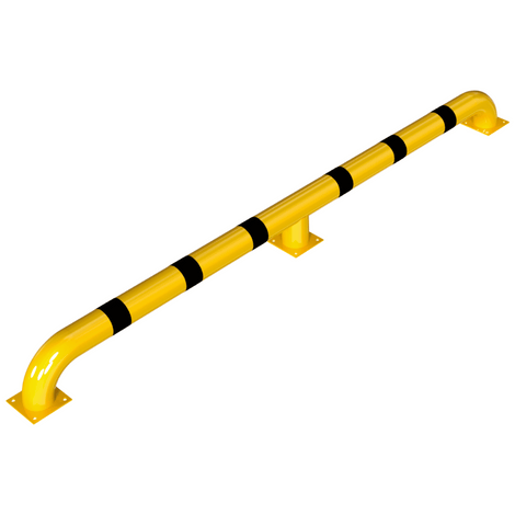 Geel-zwart wieldwinger Ø152 mm, recht, met voetplaten voor montage.