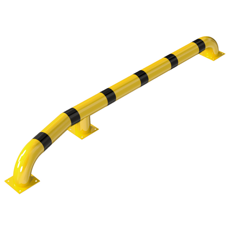 Gele en zwarte Wieldwinger Ø152 mm met knik, op voetplaat, rechtse uitvoering.
