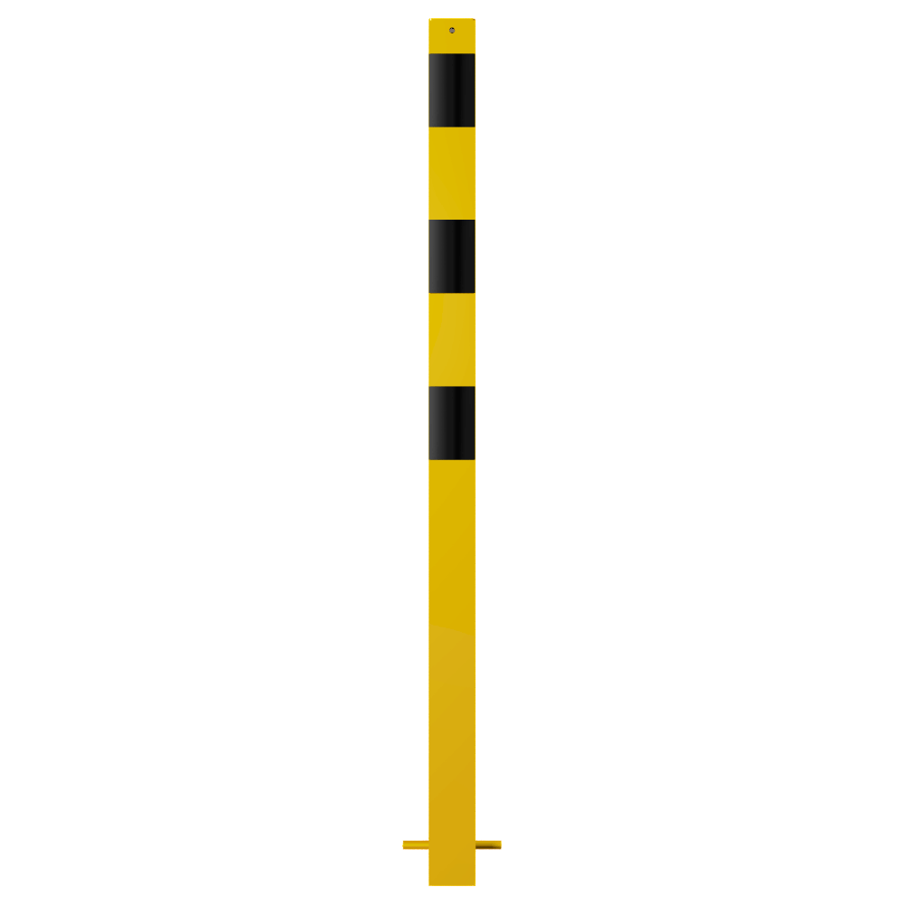 Beschermpaal 70x70 mm | Geel-zwart | Voor betonverankering of op voetplaat