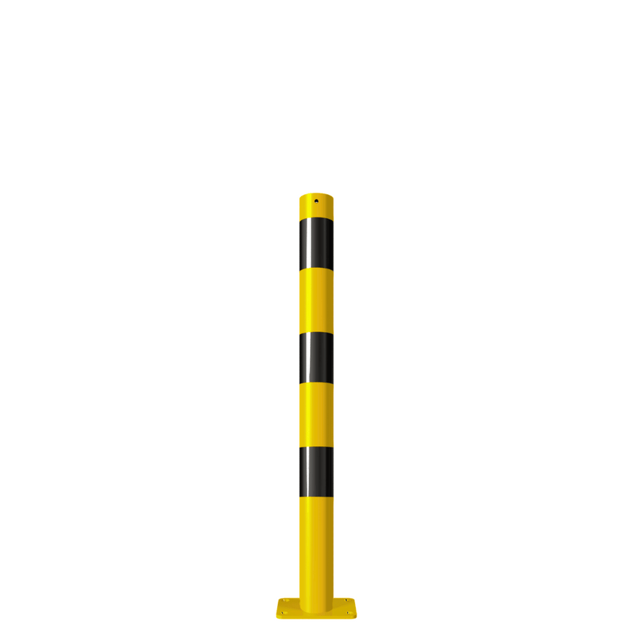 Beschermpaal Ø76 mm | Geel-zwart | Voor betonverankering of op voetplaat