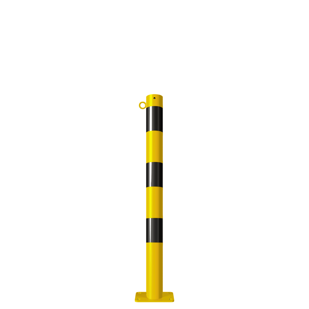 Beschermpaal Ø76 mm | Geel-zwart | Voor betonverankering of op voetplaat