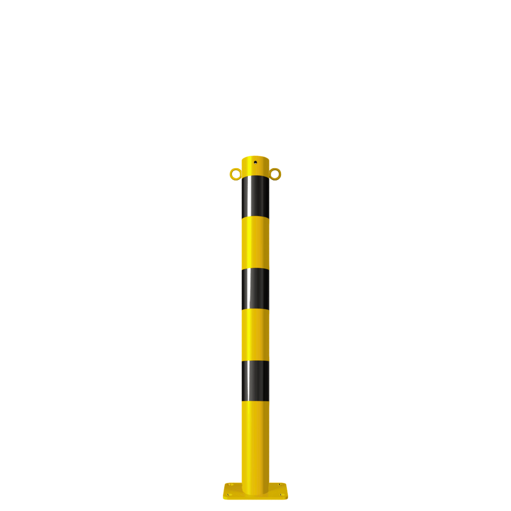 Beschermpaal Ø76 mm | Geel-zwart | Voor betonverankering of op voetplaat