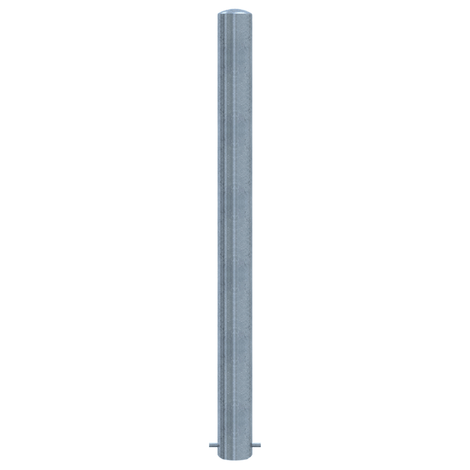 Gegalvaniseerde stalen parkeerpaal Ø102 mm voor betonverankering, met een platte kop en zilverkleurige afwerking.
