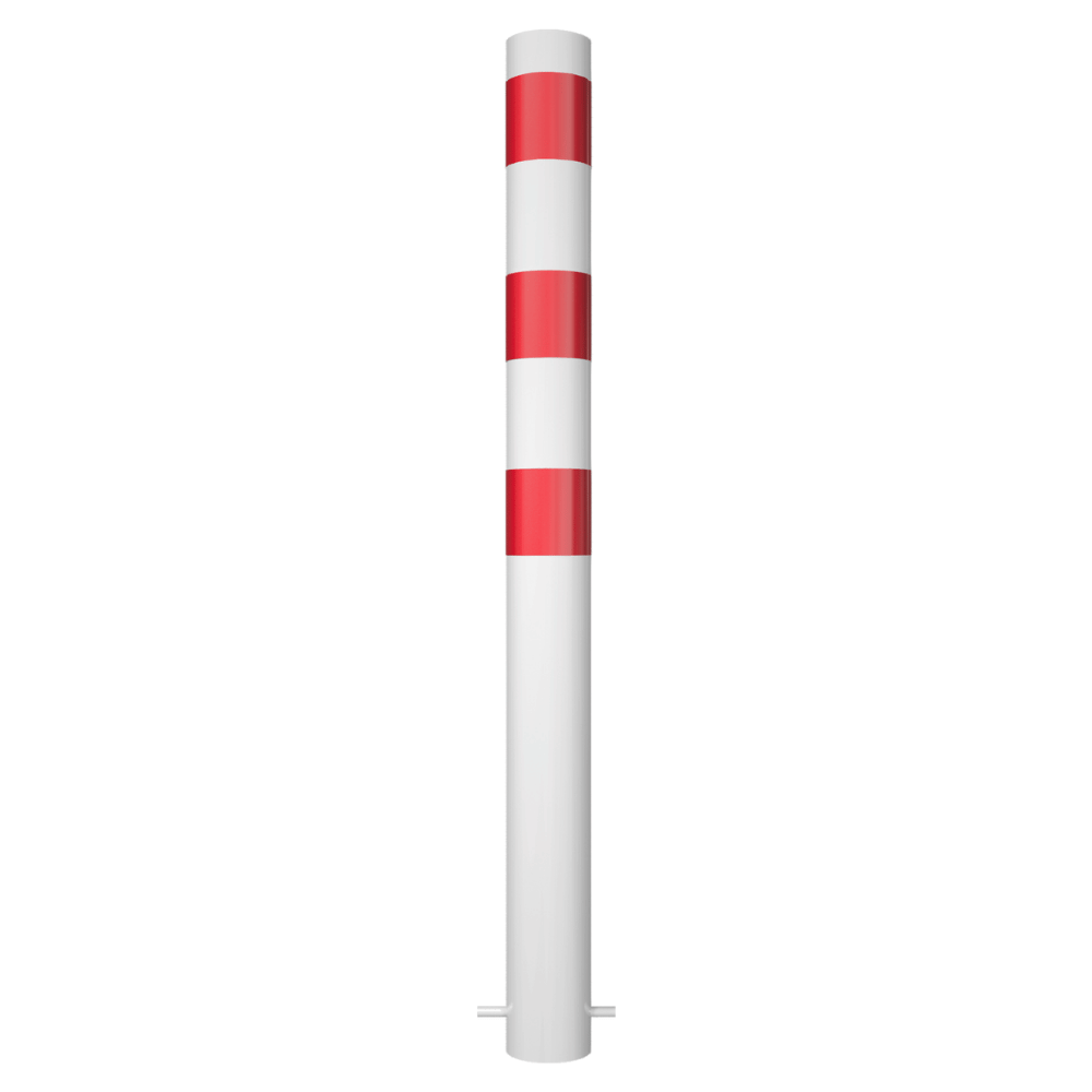 Parkeerpaal Ø102 mm | Wit-rood | Voor verankering in beton of op voetplaat
