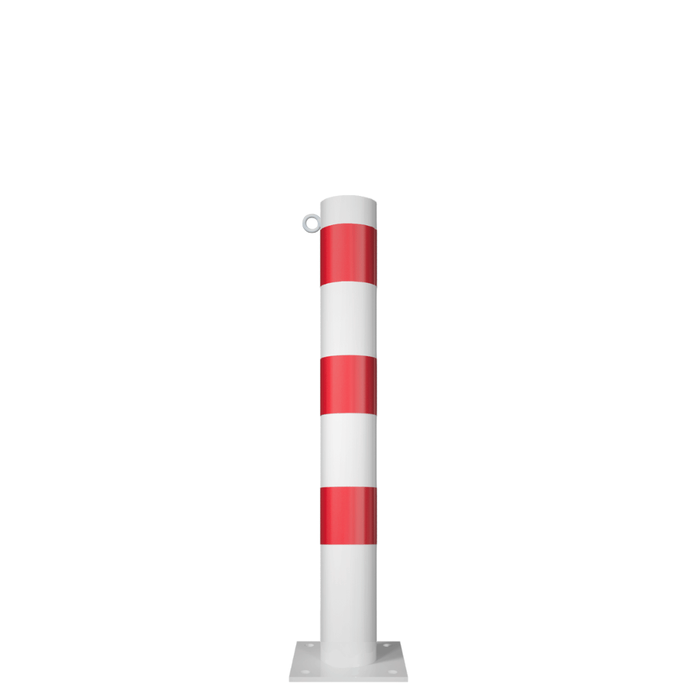 Parkeerpaal Ø102 mm | Wit-rood | Voor verankering in beton of op voetplaat