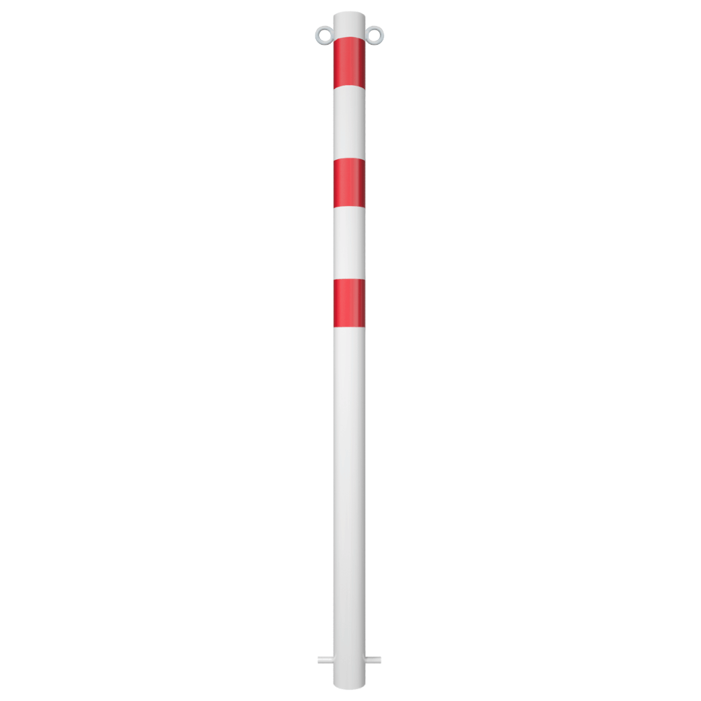 Parkeerpaal Ø60 mm | Wit-rood | Voor verankering in beton of op voetplaat
