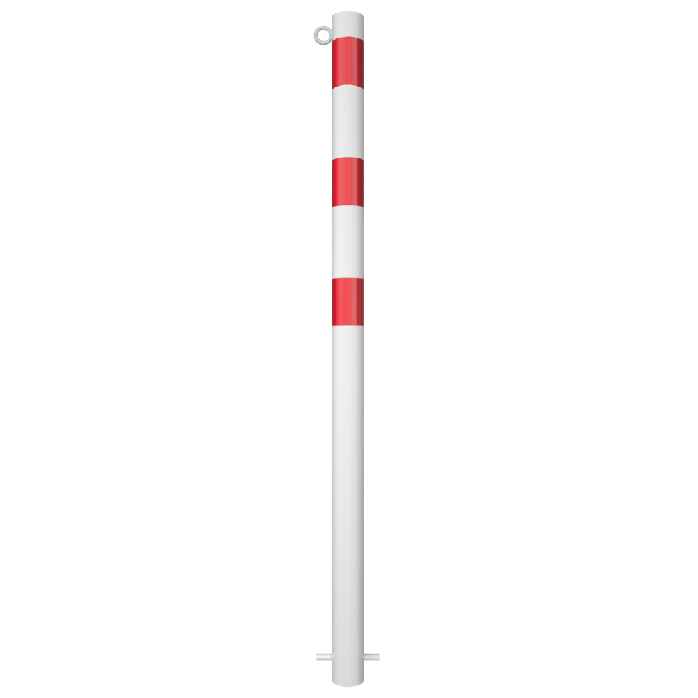 Parkeerpaal Ø60 mm | Wit-rood | Voor verankering in beton of op voetplaat
