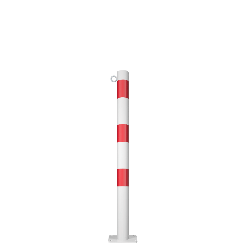 Parkeerpaal Ø60 mm | Wit-rood | Voor verankering in beton of op voetplaat