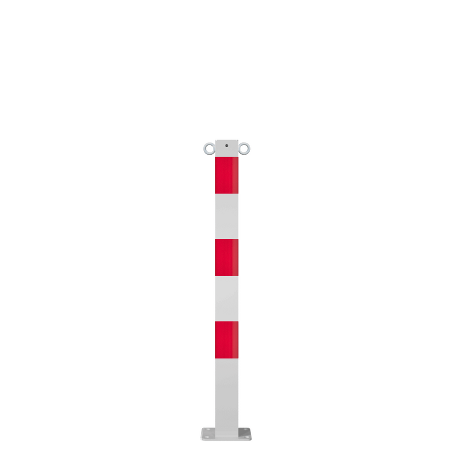 Parkeerpaal 70x70 mm | Wit-rood | Voor verankering in beton of op voetplaat