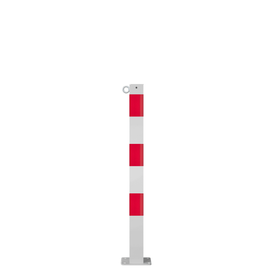 Parkeerpaal 70x70 mm | Wit-rood | Voor verankering in beton of op voetplaat