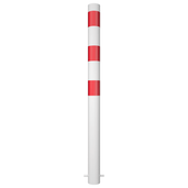 Witte en rood gestreepte parkeerpaal Ø89 mm voor betonverankering.