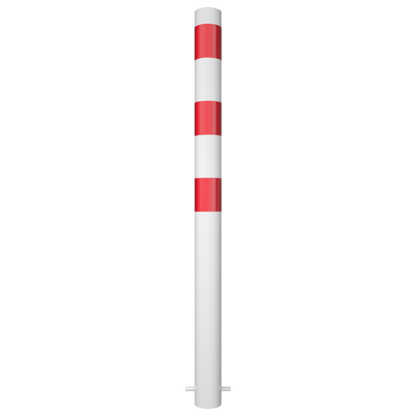 Witte en rood gestreepte parkeerpaal Ø89 mm voor betonverankering.