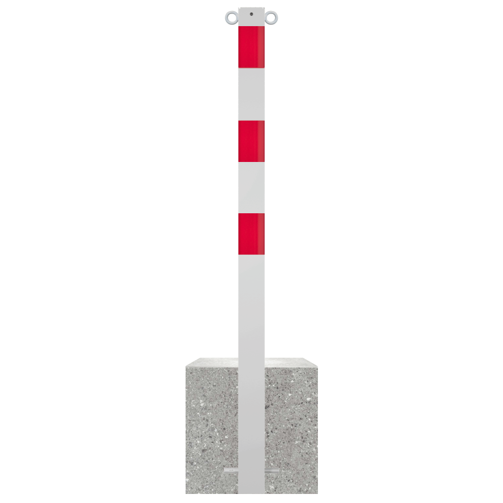 Parkeerpaal met betonvoet | Wit-rood | Ø60 - 102 mm