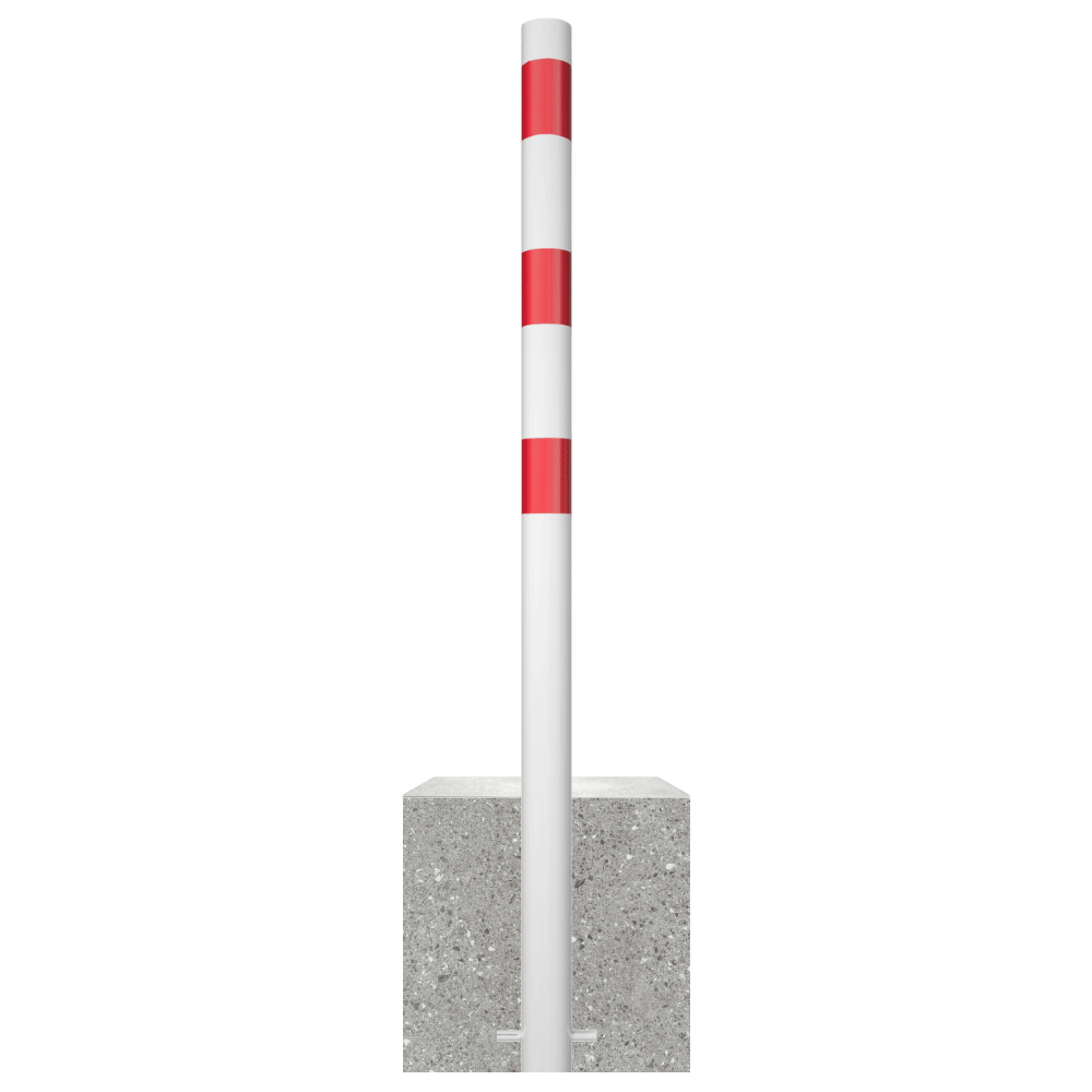 Parkeerpaal met betonvoet | Wit-rood | Ø60 - 102 mm