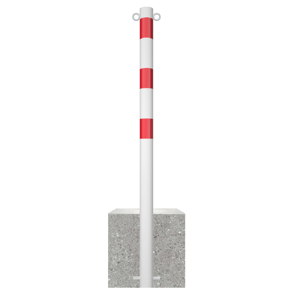 Parkeerpaal met betonvoet | Wit-rood | Ø60 - 102 mm
